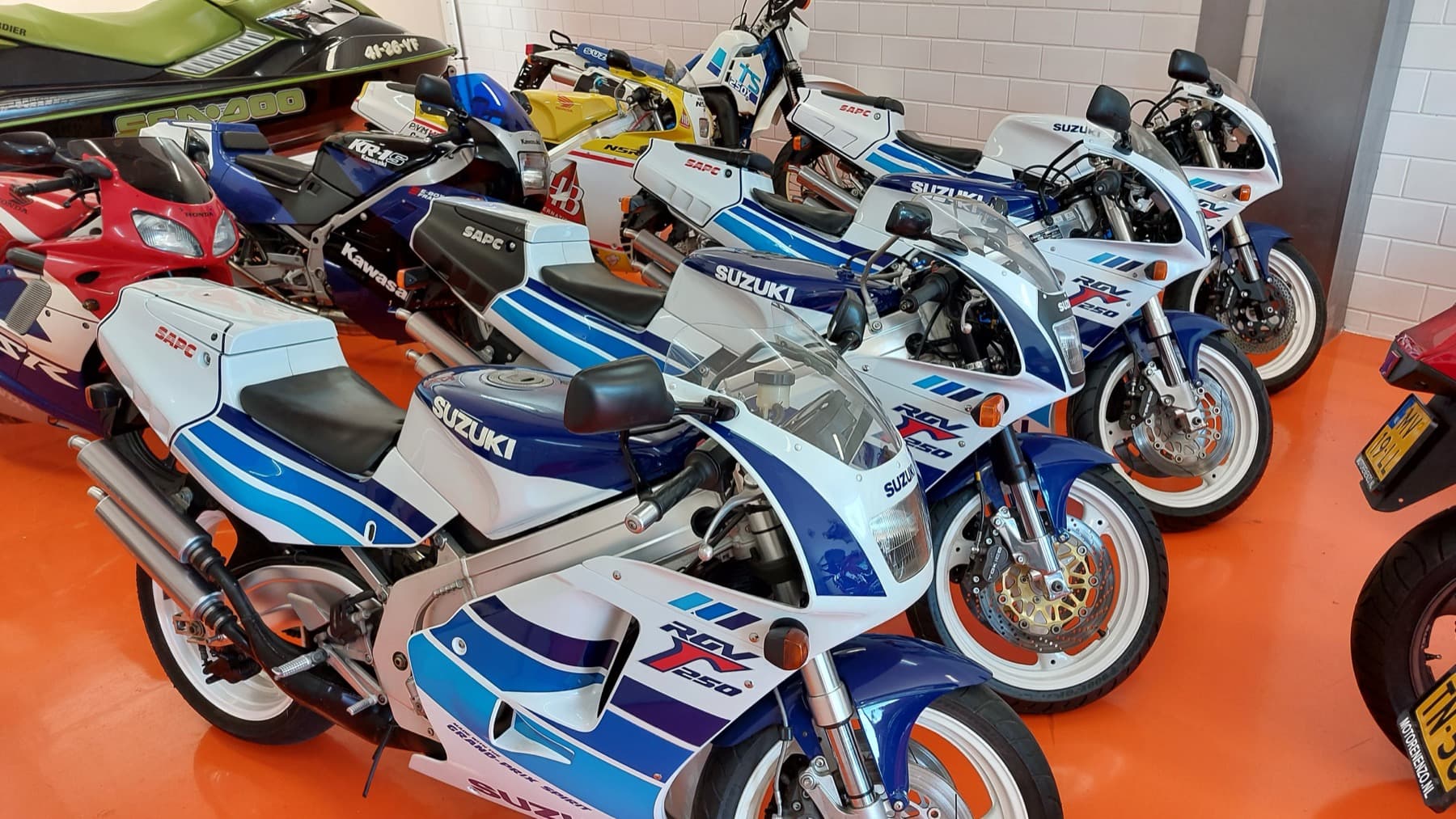Lineup of 1990s 250 cc two-strokes at Stanley Two Stroke in Almere